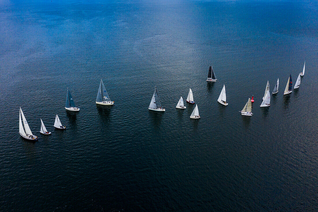 Sailboat regatta in calm weather on the Baltic Sea