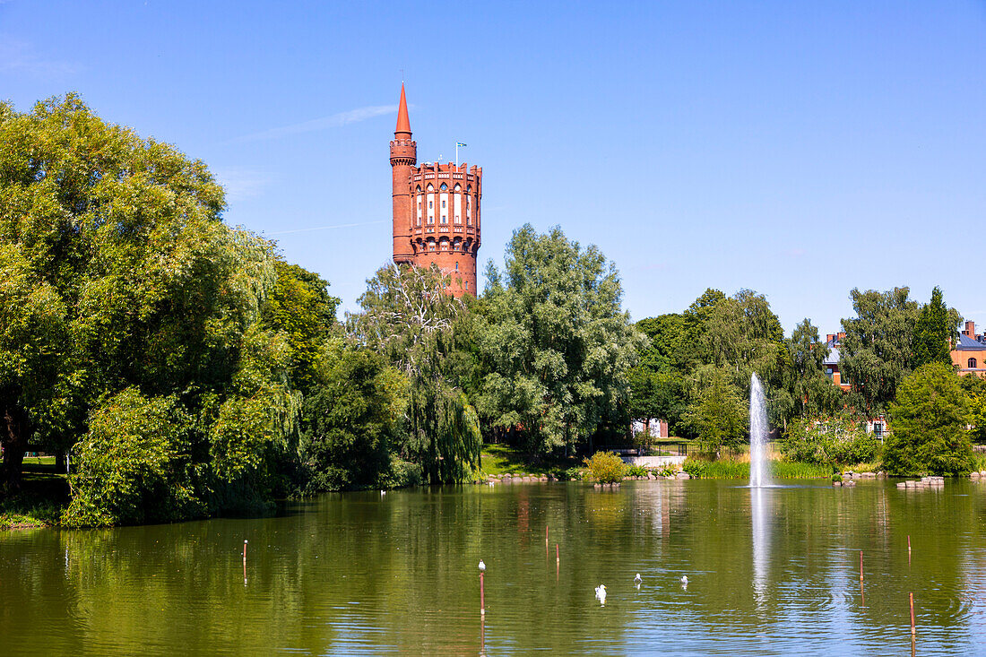 Europe,Scandinavia,Sweden. Scania. Landskrona. Saint Olof's lake and the old water tower