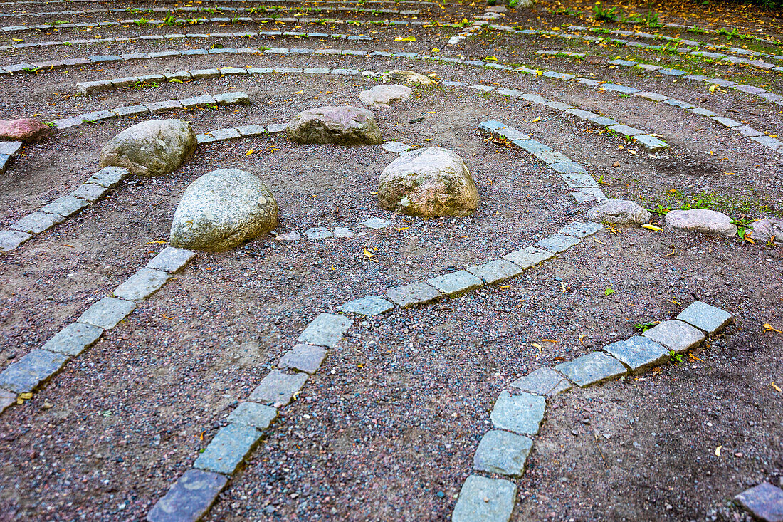 Europe,Sweden,Ostergotland County,Linkoeping. Labyrinth in front of the cathedral