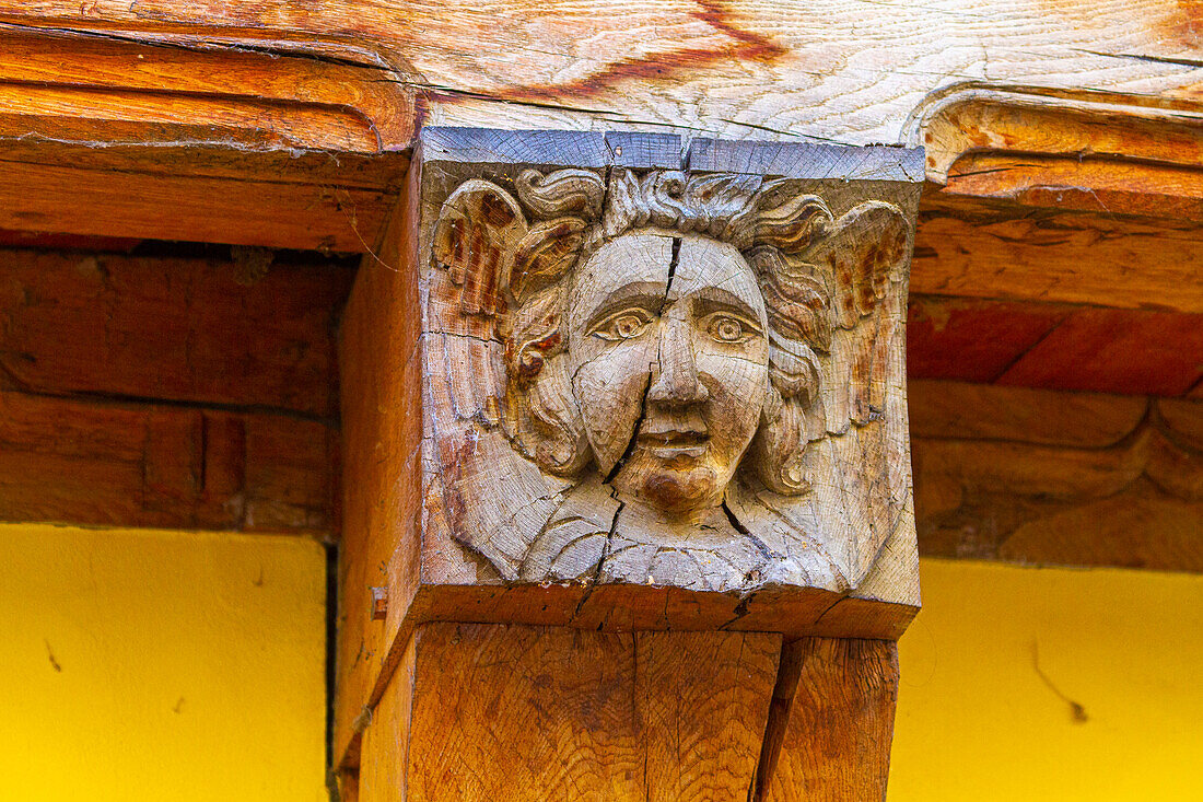 France,Grand Est,Aube,Troyes. Facade of half-timbered house in the city center