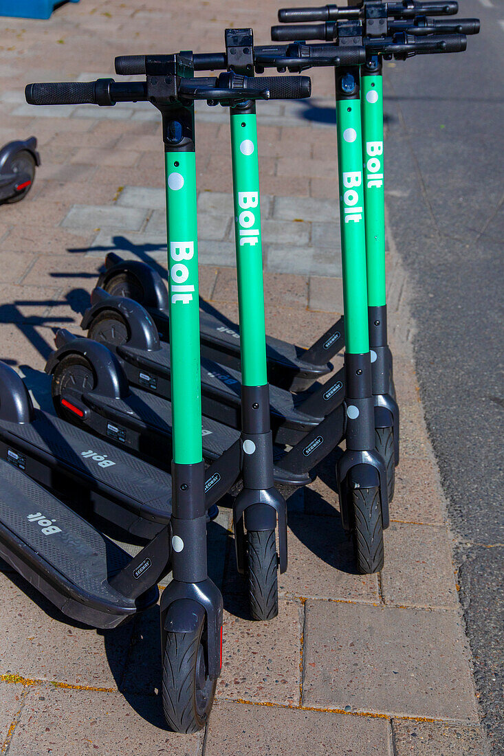 Europe,Scandinavia,Sweden. Stockholm. Electric scooters