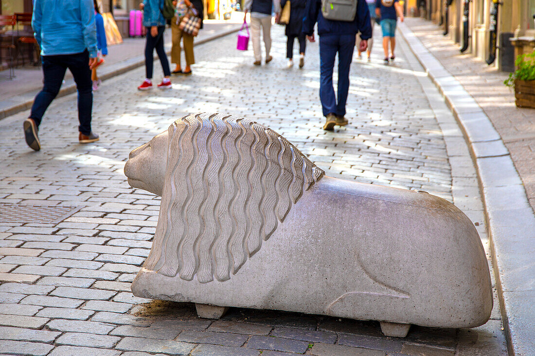 Europe,Scandinavia,Sweden. Stockholm. Gamla Stan district. Anti-terrorism statue block