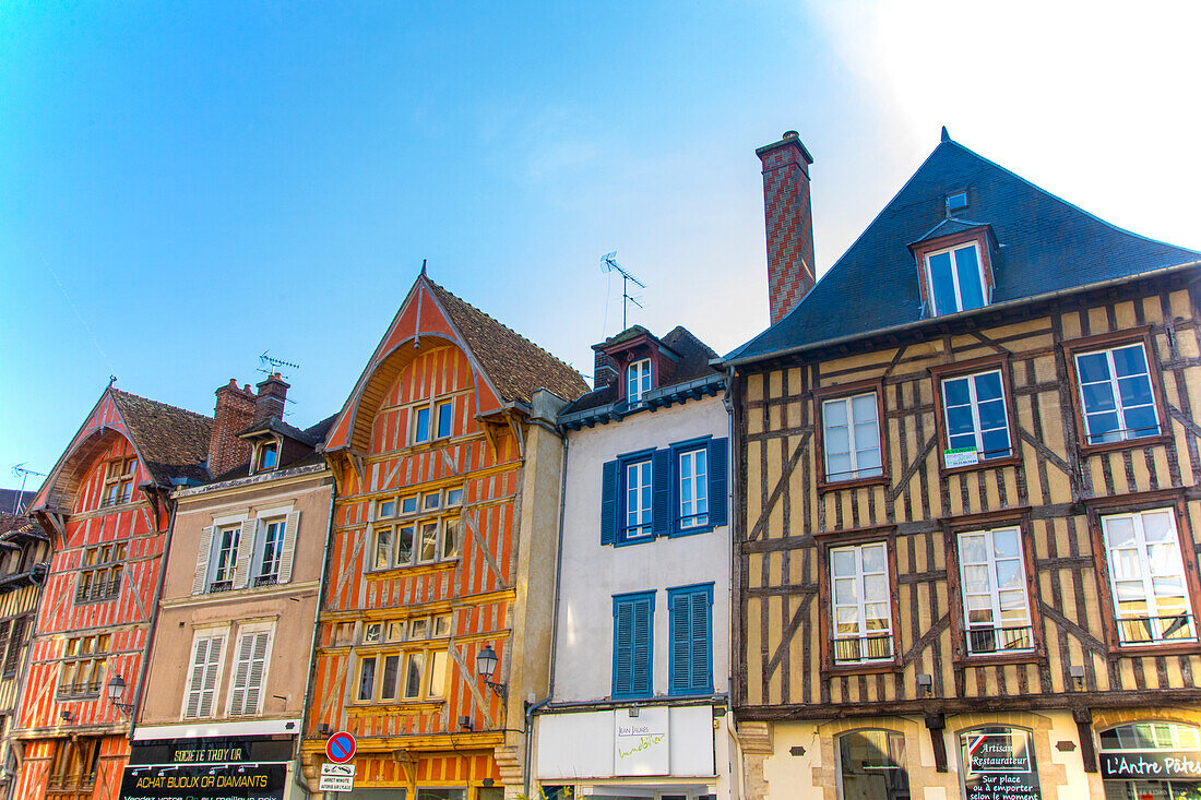 France,Grand Est,Aube,Troyes. Facade of half-timbered house in the city center