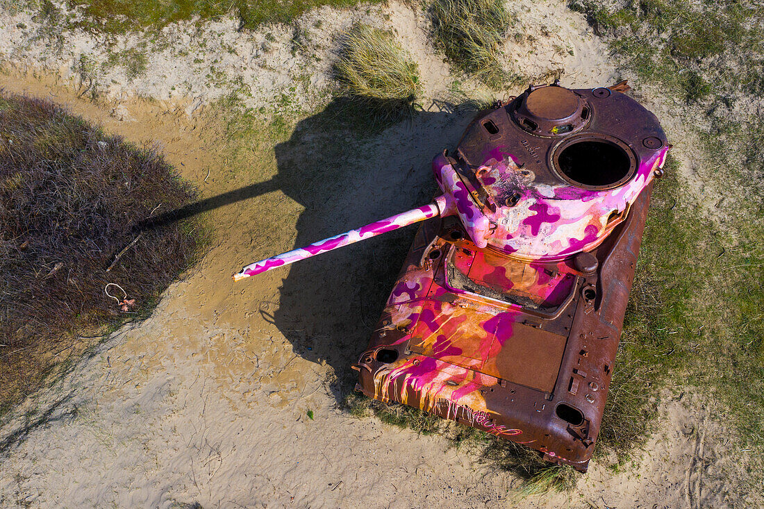 France,Manche,Cotentin. Old rusty tank