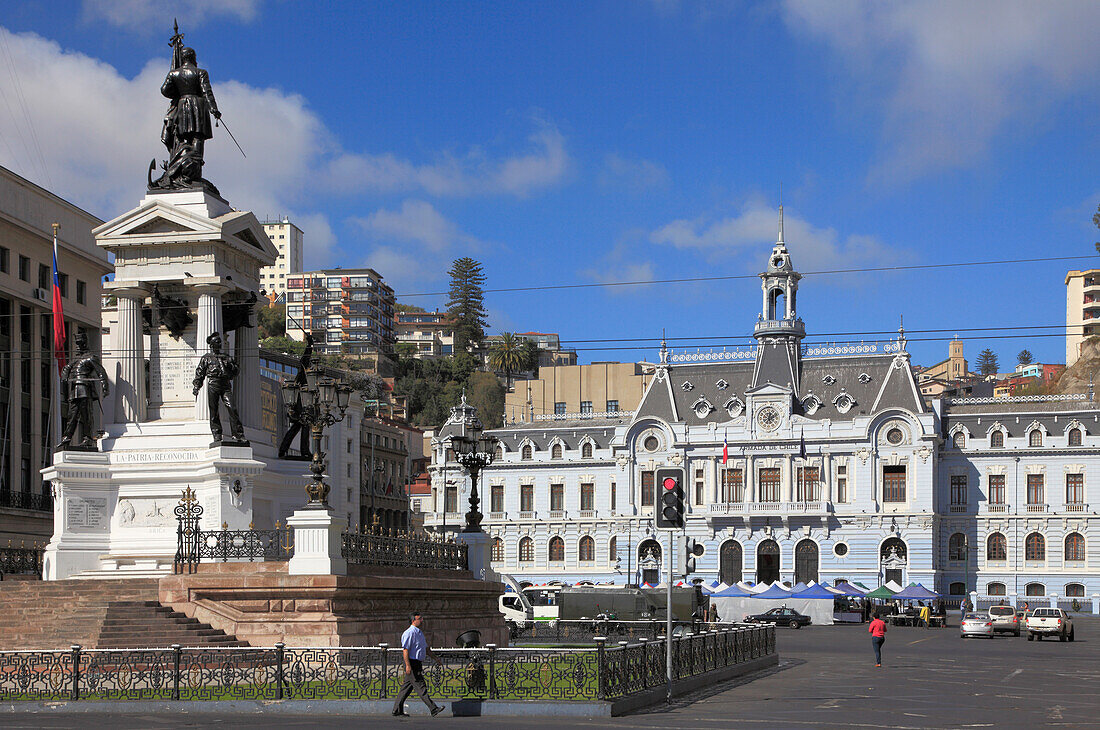 Chile,Valparaiso,Plaza Sotomayor,Denkmal für die Helden von Iquique,Ex-Intendanz,