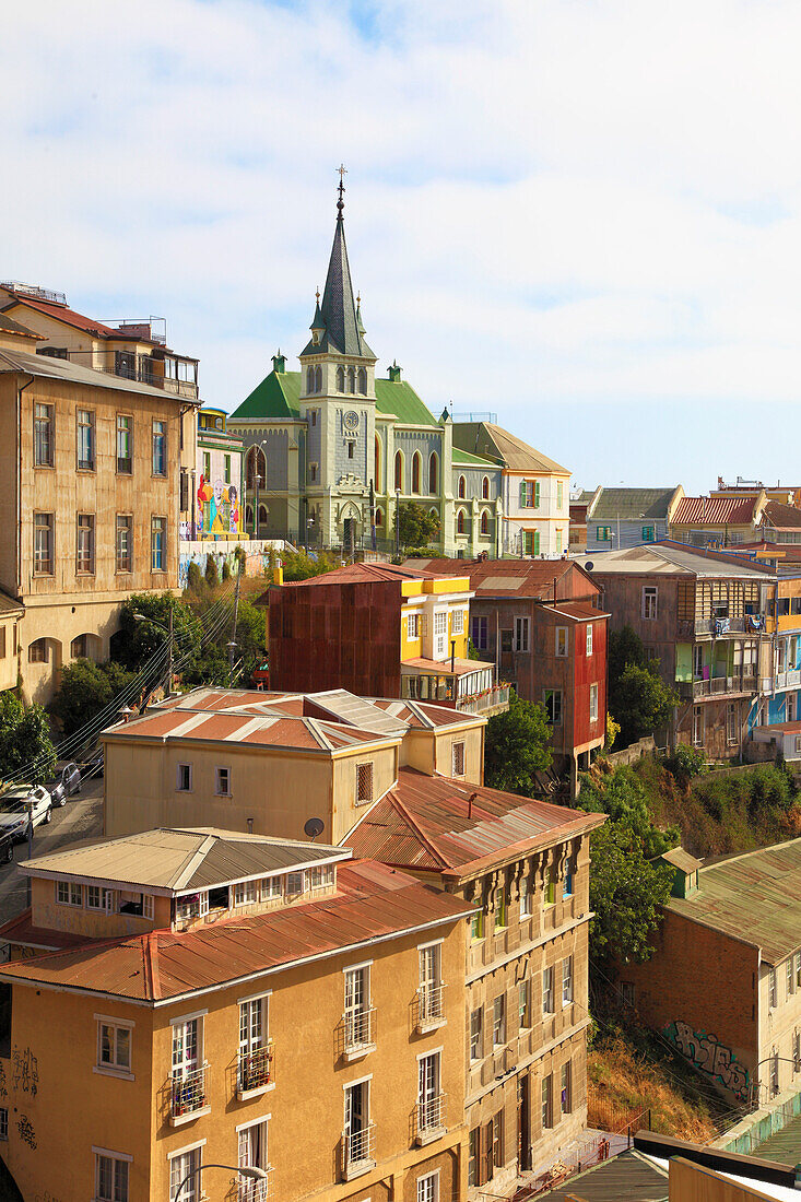 Chile,Valparaiso,Skyline,lutherische Kirche,