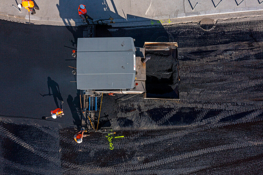 Bitumen,laying of asphalt on a road