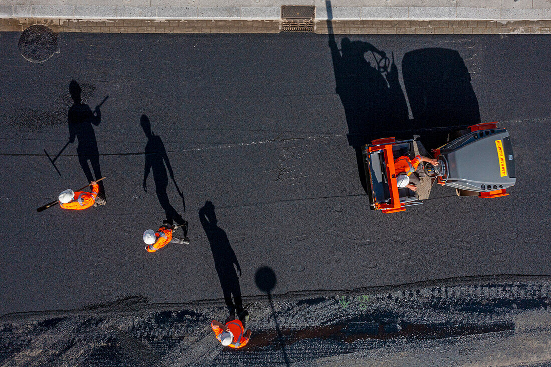 Bitumen,laying of asphalt on a road