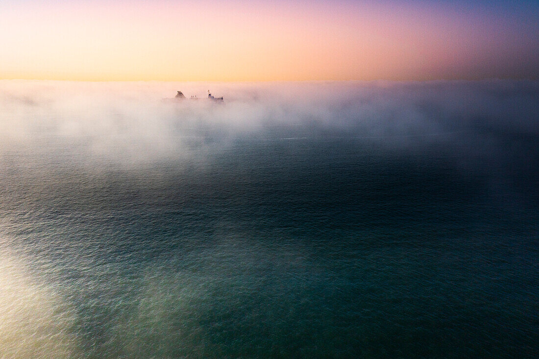 France,Hauts de France,Pas de Calais. Marine mist. Strait of Dover