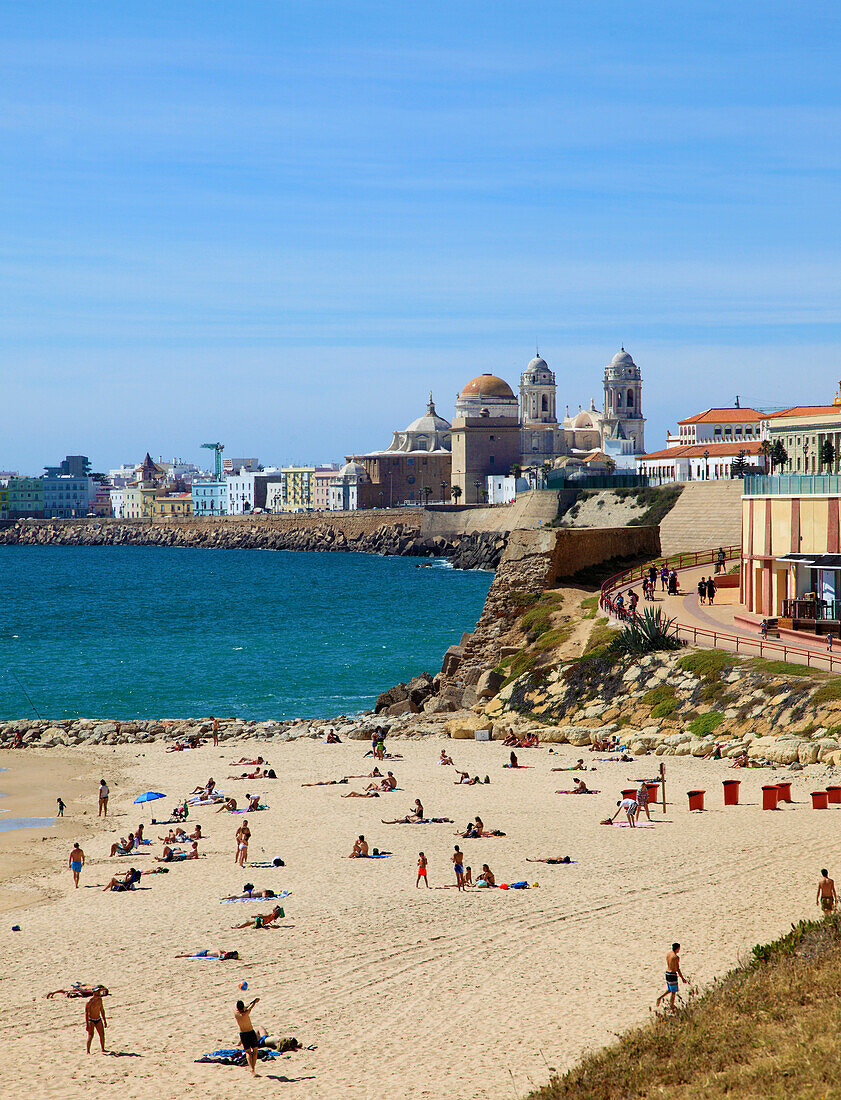 Spanien,Andalusien,Cadiz,Strand,Menschen