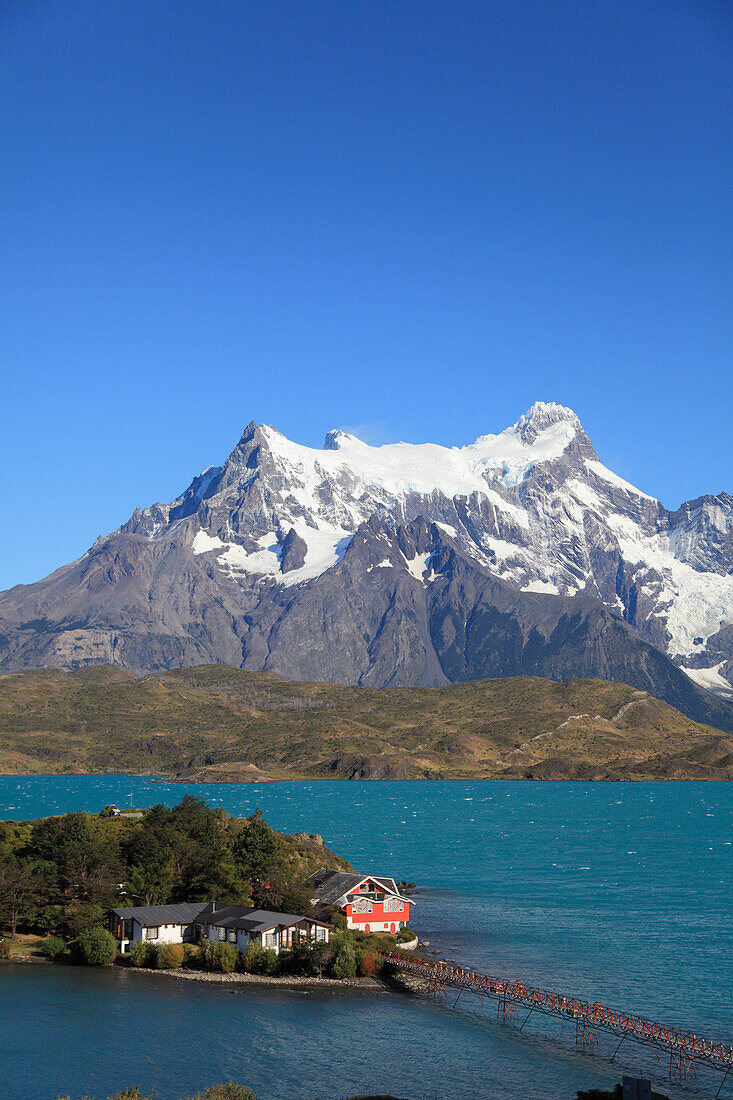 Chile,Magallanes,Torres del Paine,national park,Lago Pehoe,Hosteria Pehoe,Paine Grande,