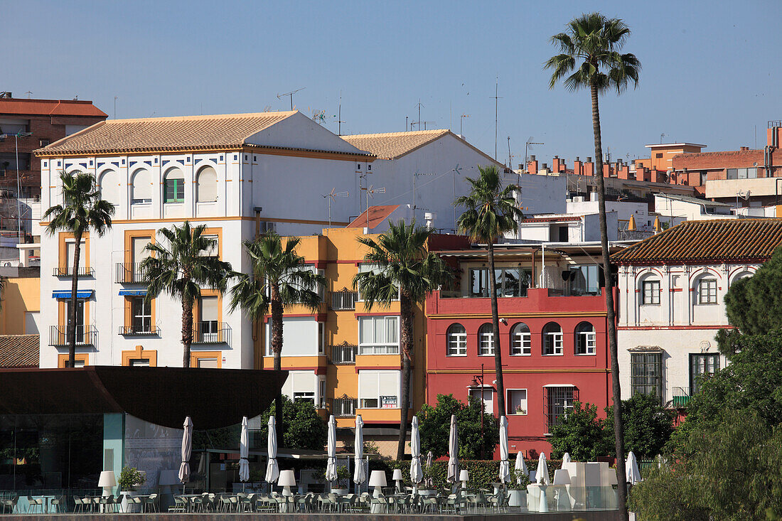 Spain,Andalusia,Seville,Triana,skyline,street scene