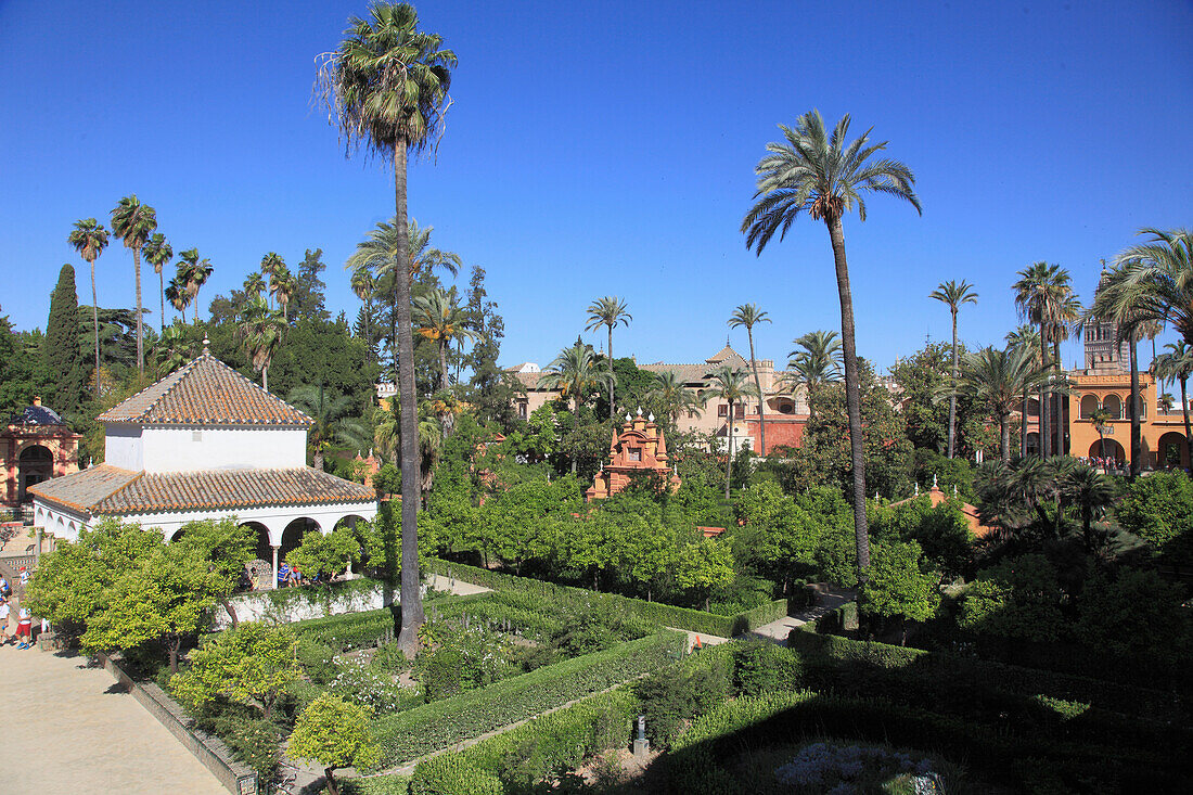 Spain,Andalusia,Seville,Real Alcazar,moorish royal palace,garden