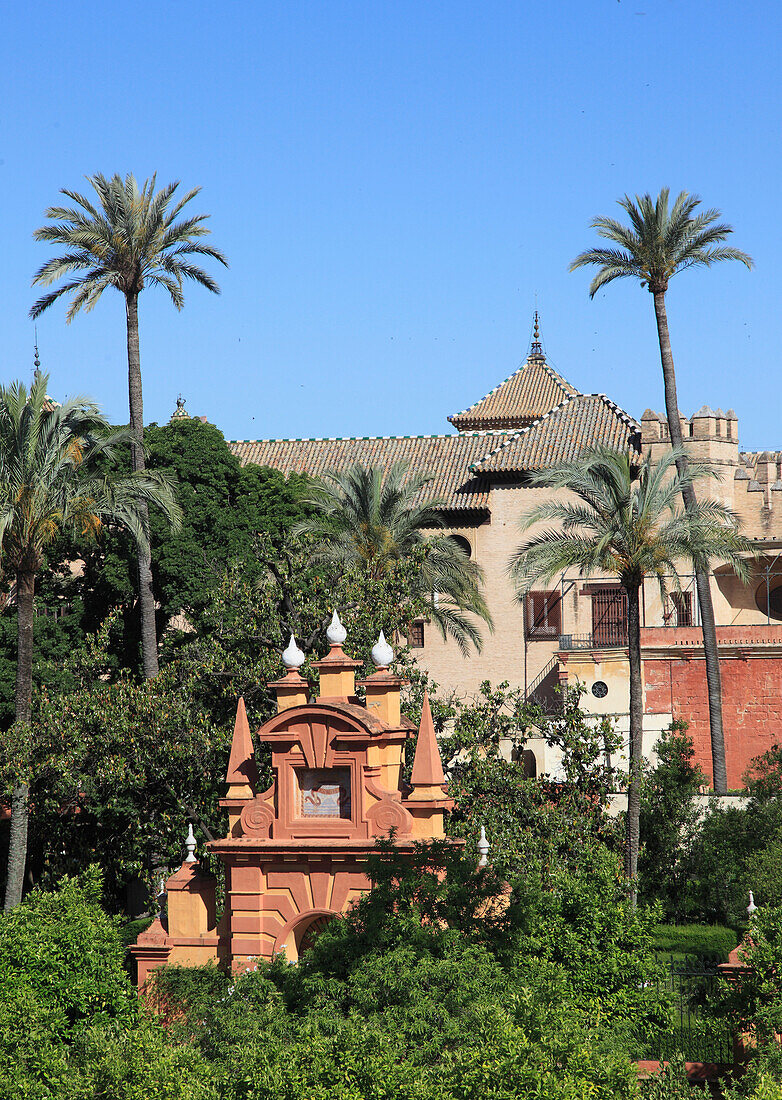 Spain,Andalusia,Seville,Real Alcazar,moorish royal palace,garden