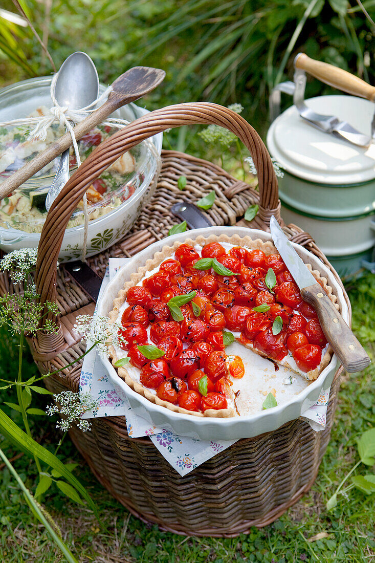 Tomato tart with basil