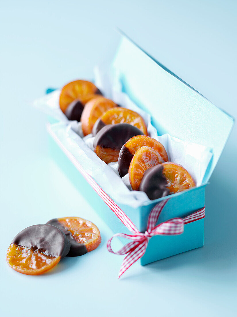 Candied orange slices with chocolate glaze