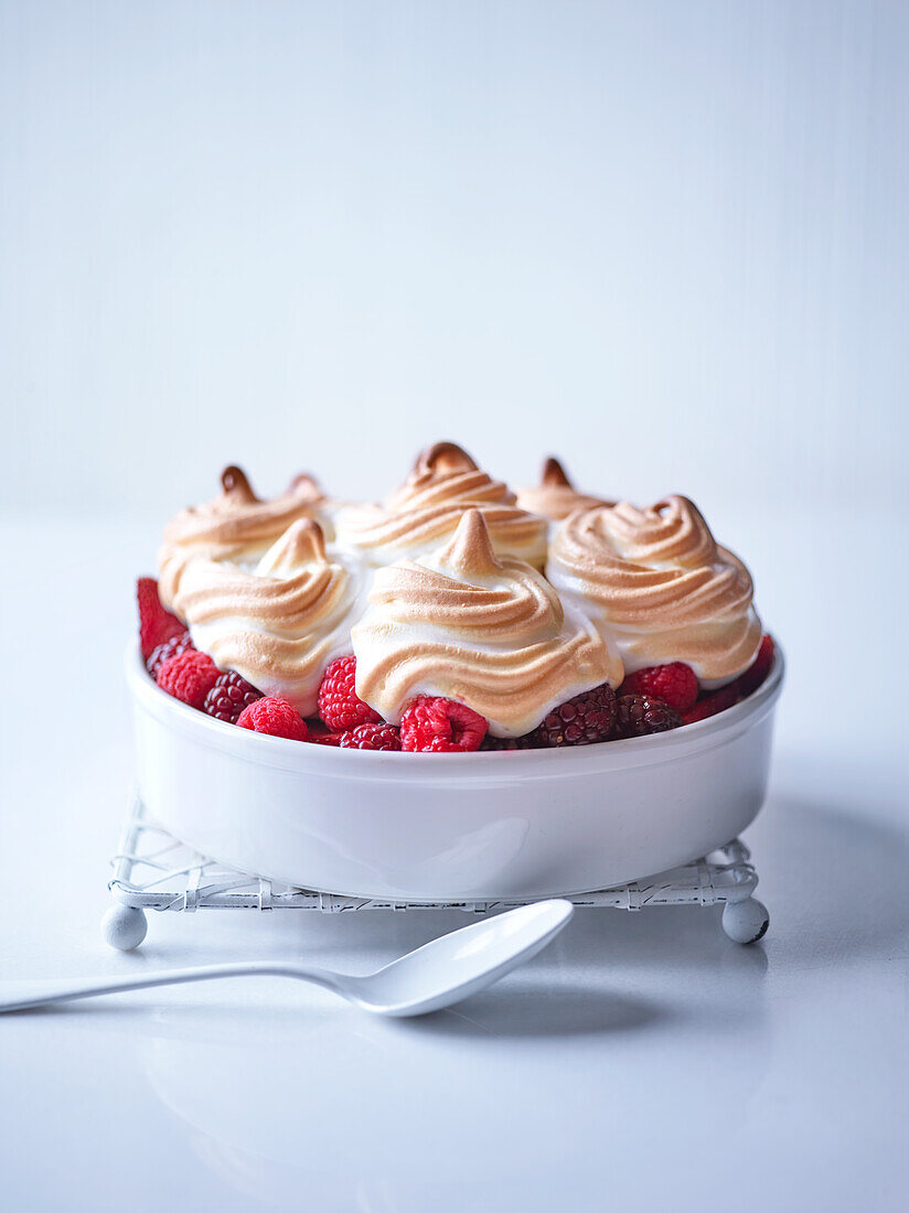 Raspberry and meringue tart