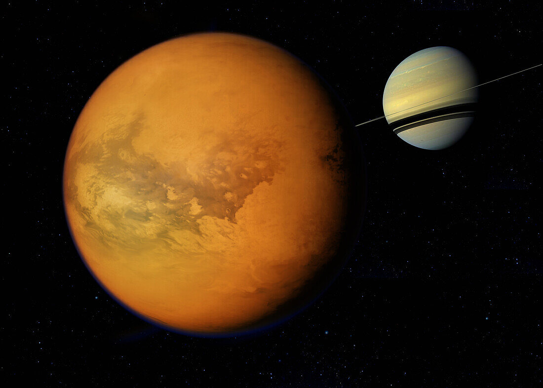 Titan and Saturn, illustration