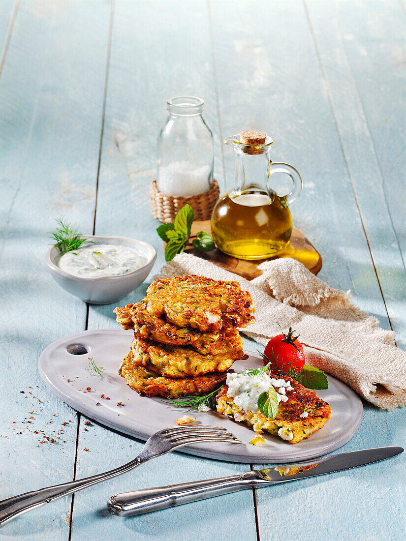 Griechische Kolokeetho-Keftedes mit Feta