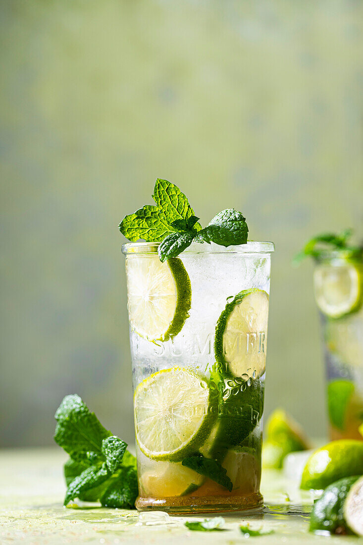 Mojito with lime and mint