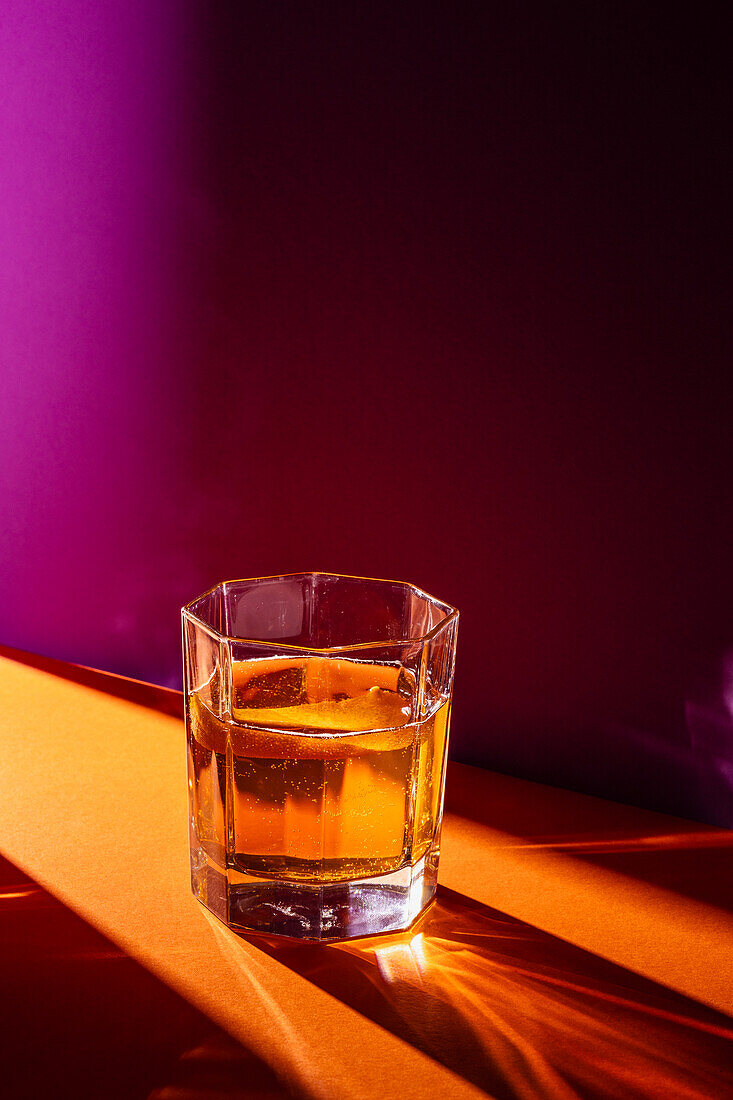 Whisky glass in the sunlight