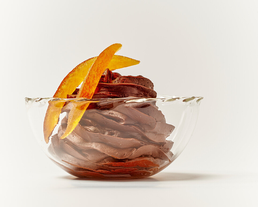 Chocolate mousse with candied orange peel