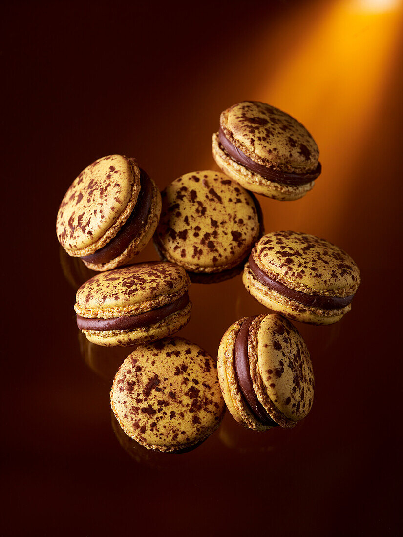 Macarons Mogador with passion fruit and chocolate