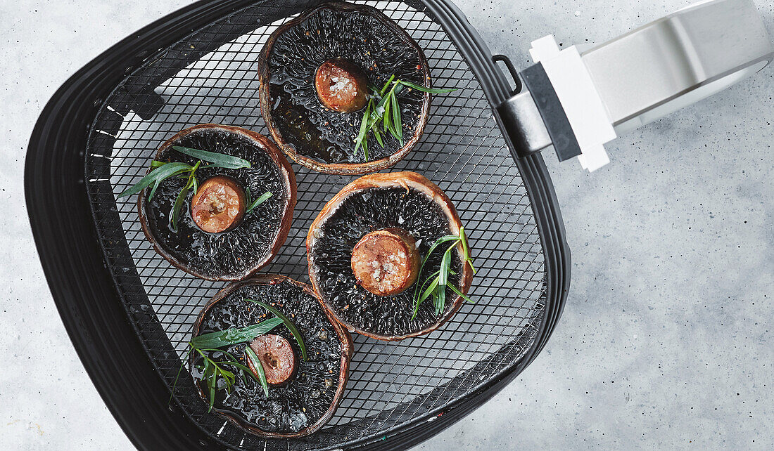 Portobello mushrooms in the hot air fryer