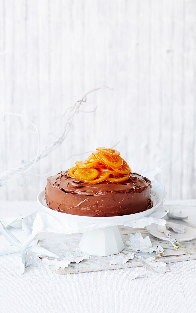 Chocolate cake with candied oranges