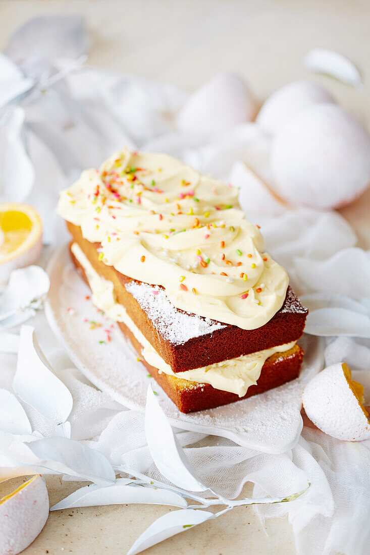 Orange and fennel cake with ricotta cream