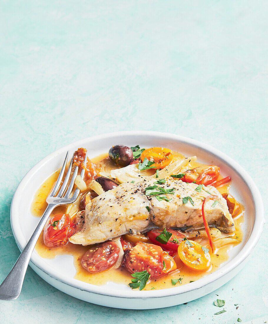 Cod fillet on Provençal vegetables