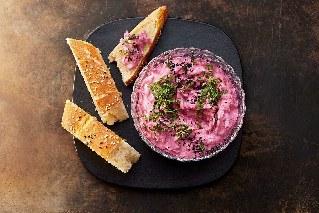 Persian beet borani with flatbread