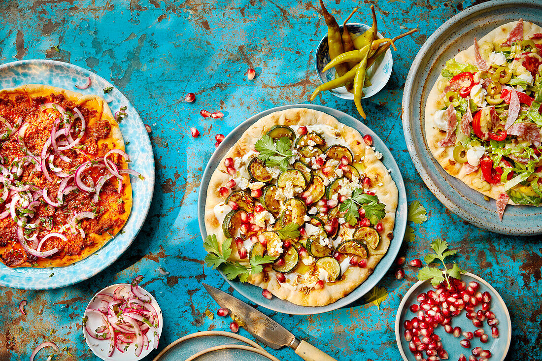 Flatbreads with different toppings