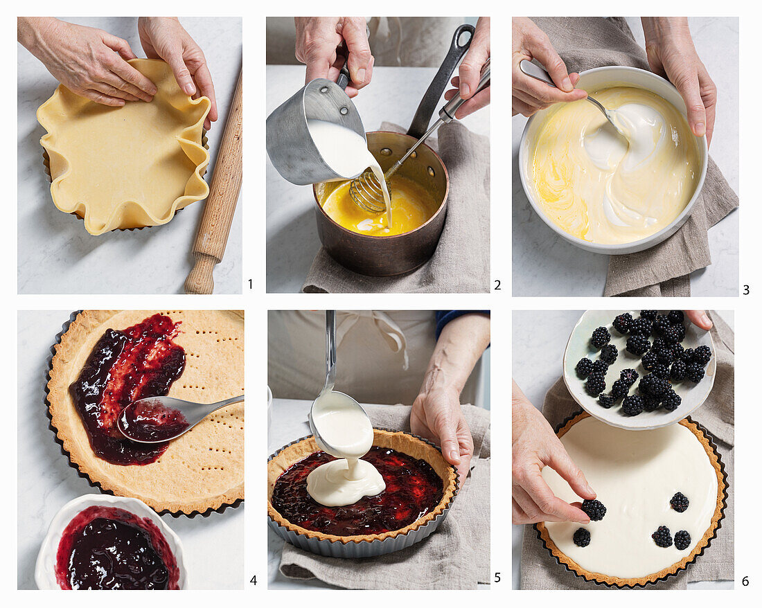 Brombeer-Tarte mit Bayerisch Creme zubereiten