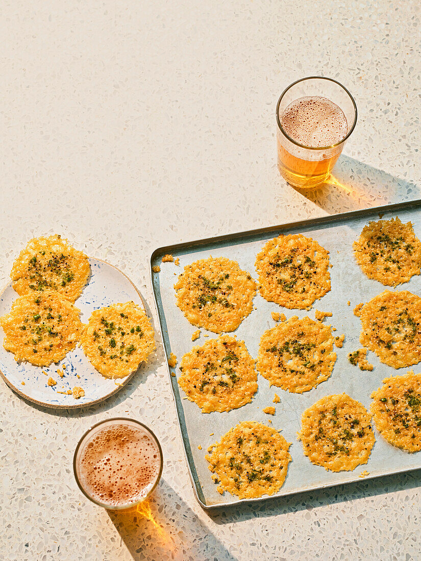 Parmesan crisps with olives