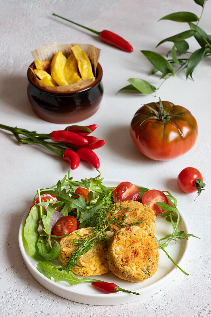 Bean patties with carrots and dried mushrooms