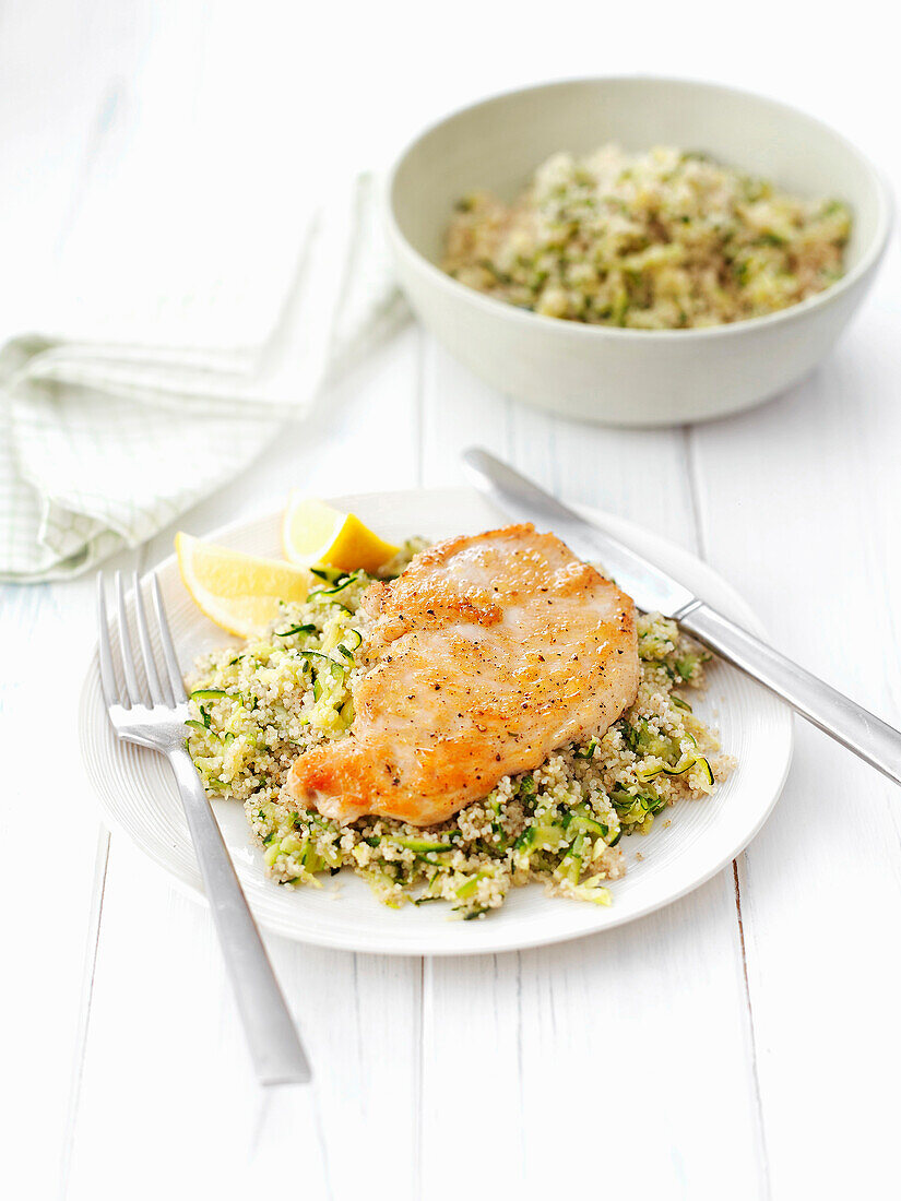 Chicken with lemon and courgette couscous