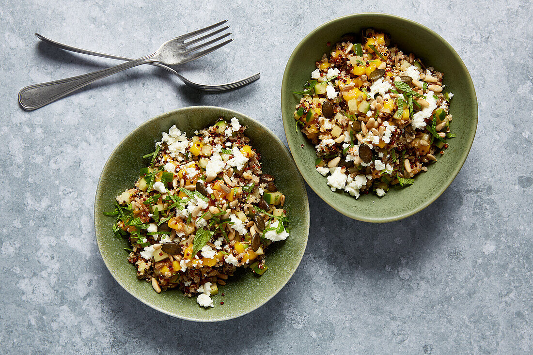 Quinoa salad with feta and vegetables