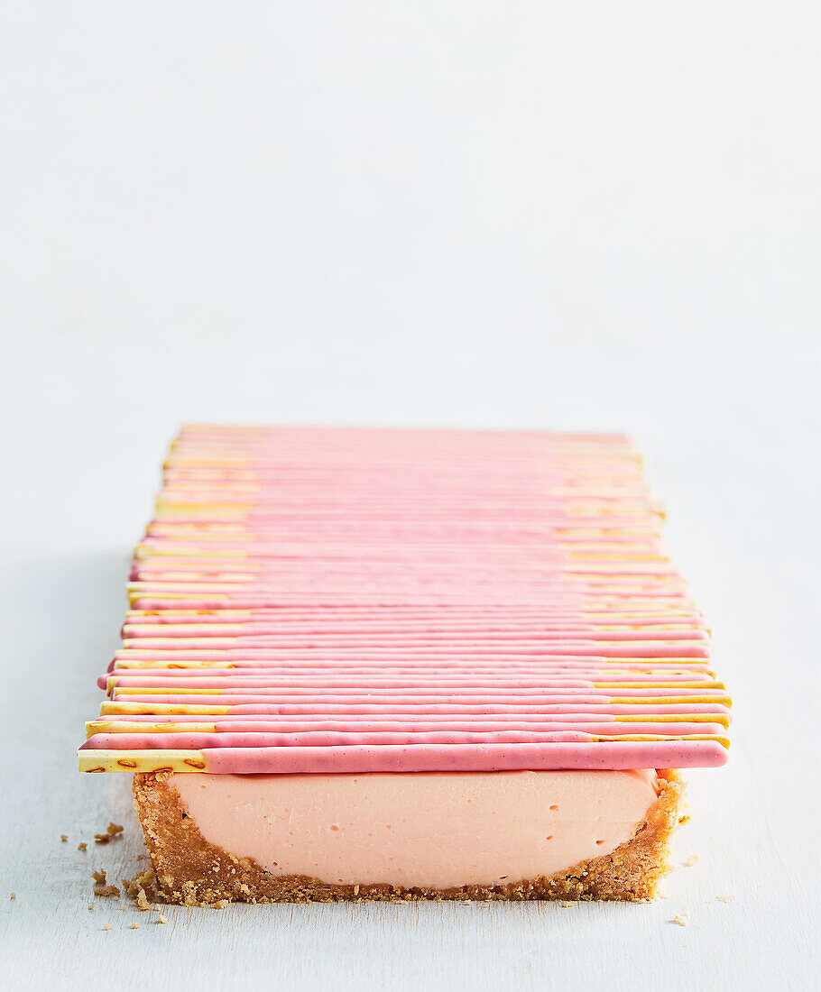 Pocky sticks cheesecake with pink icing