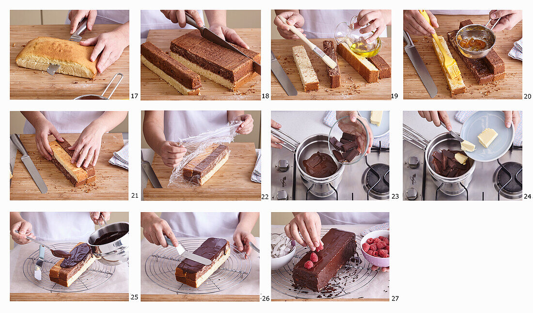 Prepare coconut and cocoa chessboard cake