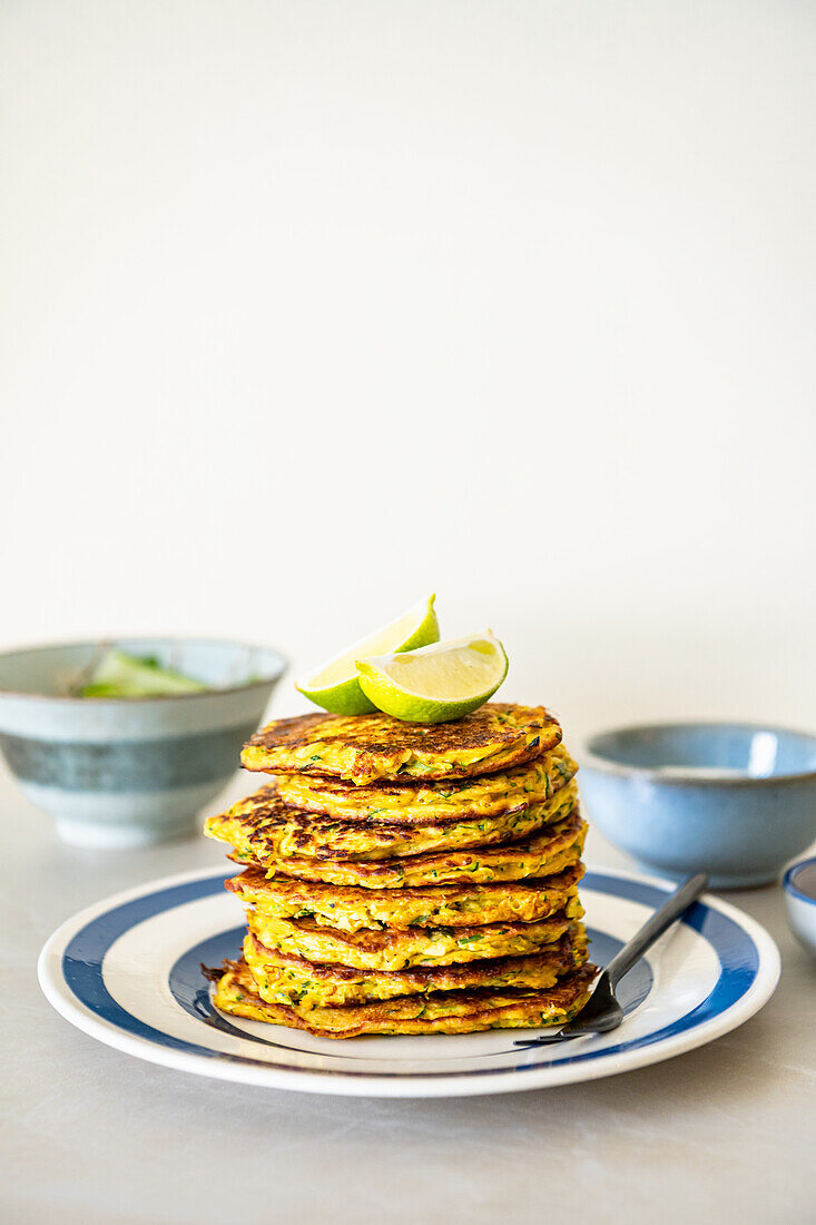 Indian zucchini fritters with garam masala and turmeric