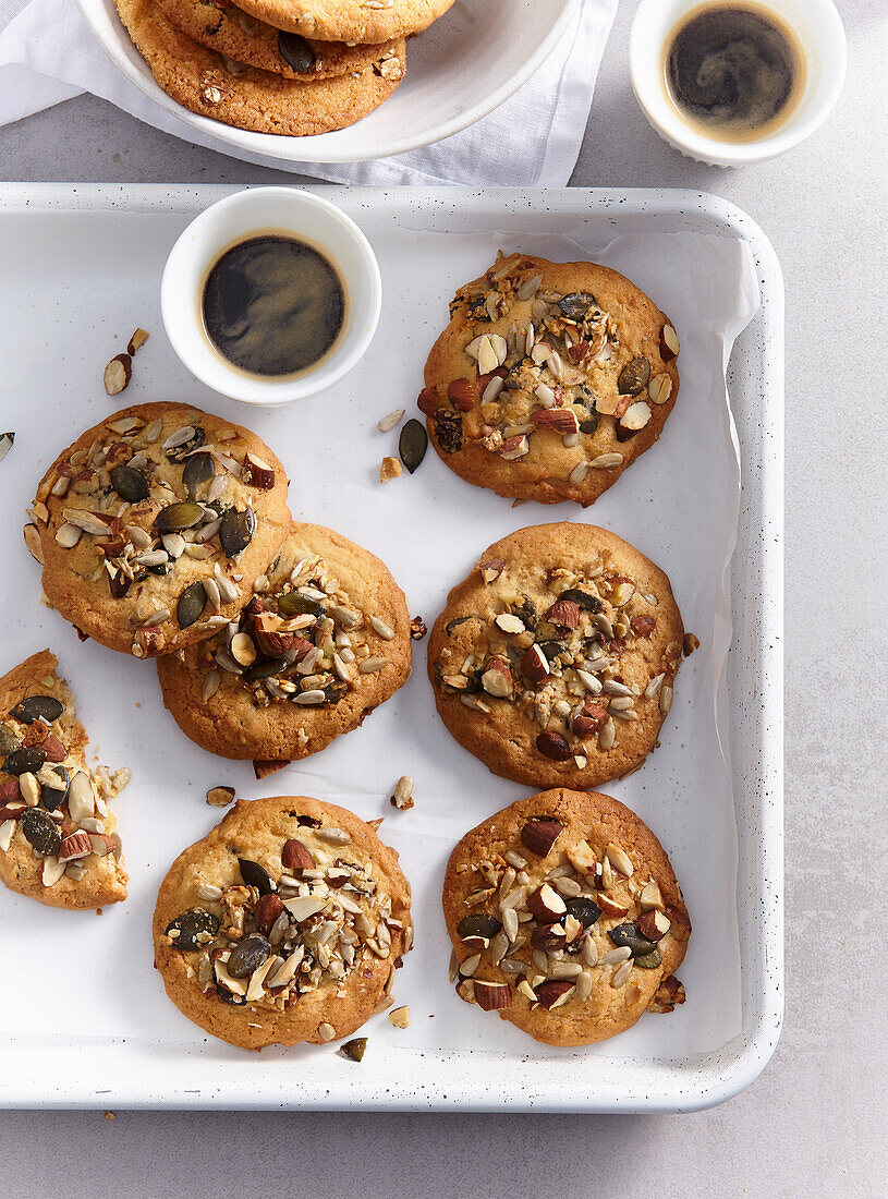 Granola biscuits with almonds and pumpkin seeds