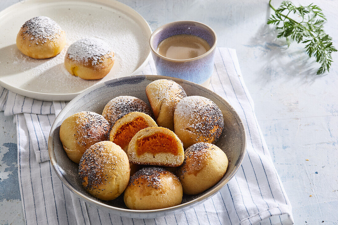 Yeast rolls with carrot filling