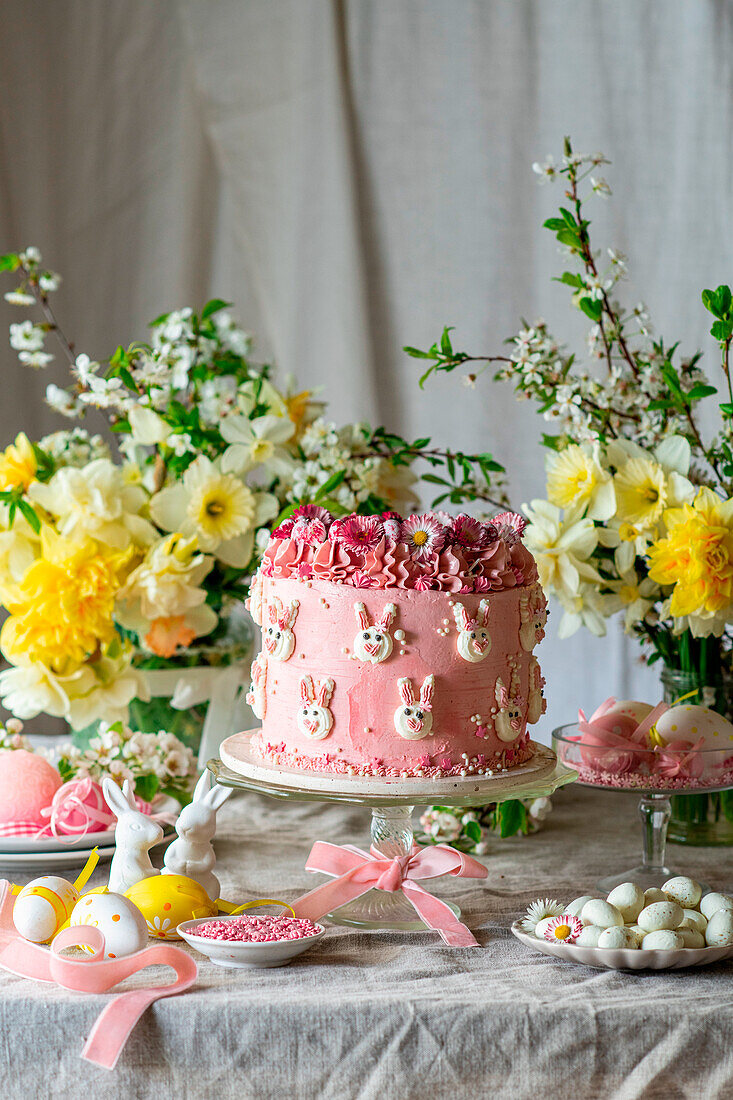 Eater pink buttercream cake outside