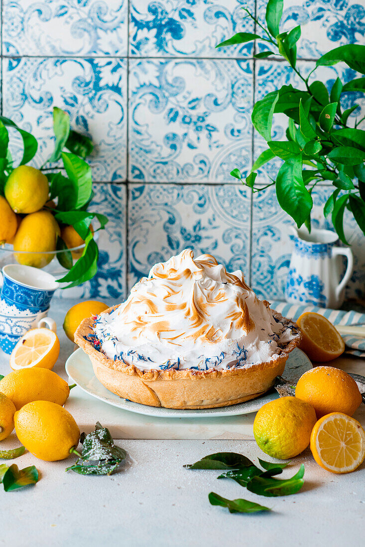 Zitronen-Himbeer-Pie mit Lemon Curd