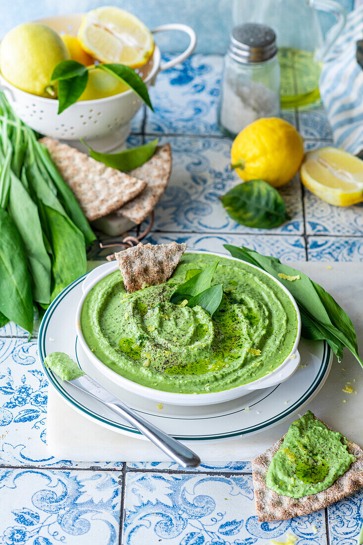 Wild garlic feta dip