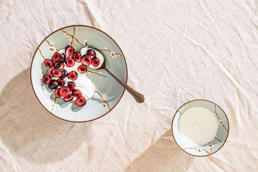 Cherries on Chantilly cream