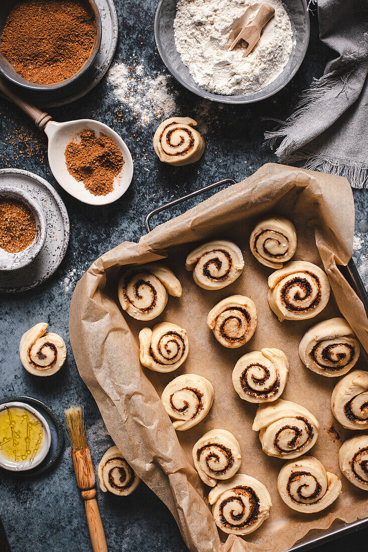 Cinnamon buns before baking