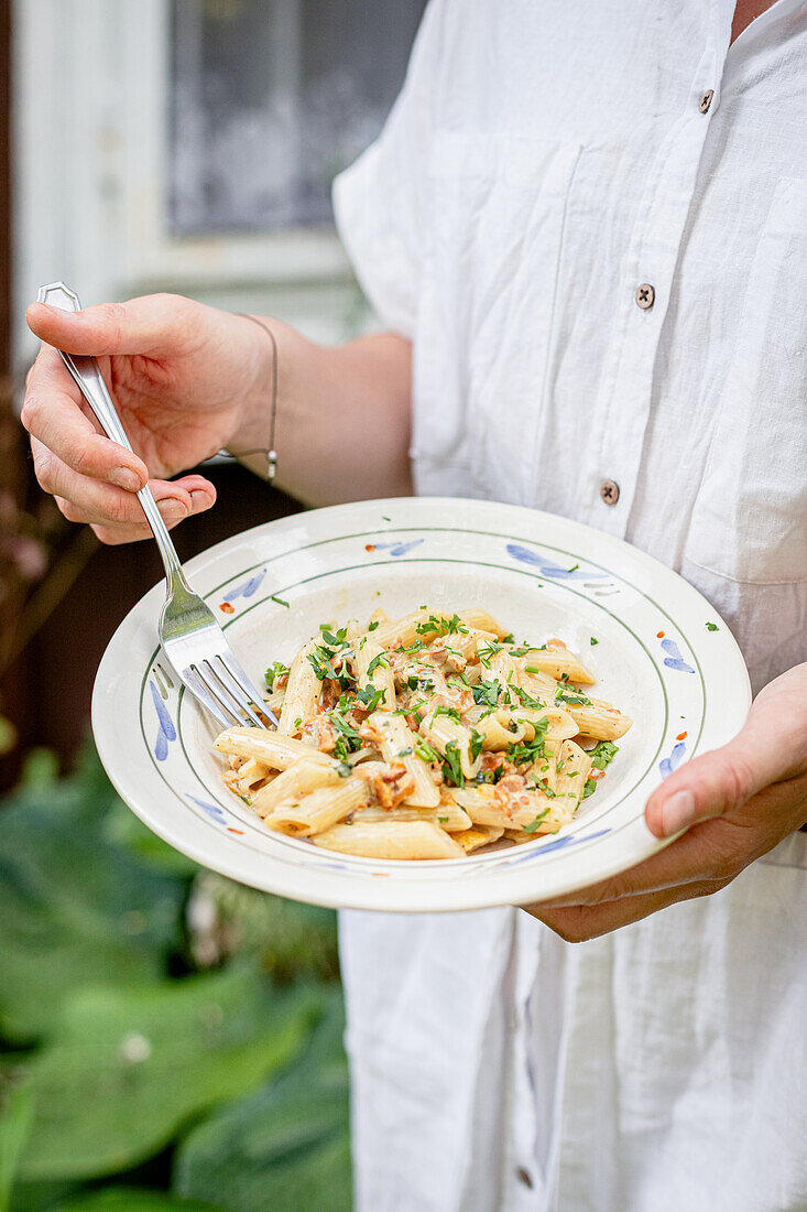 Pasta mit Pfifferlingen und frischen Kräutern