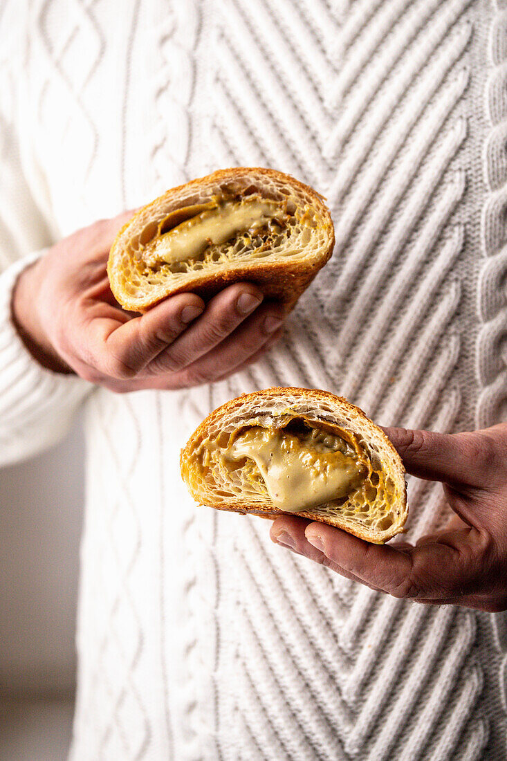 Croissants with pistachio cream filling